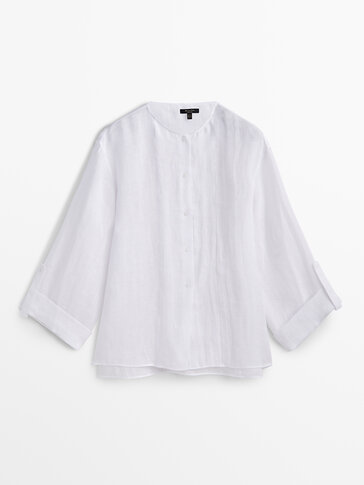 100% linnen blouse met wijde mouw