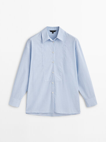 Flowing poplin shirt with chest detailing