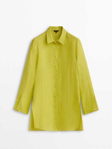 Oversize linen blouse with vents