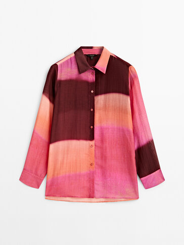Multicoloured print cotton and silk blend shirt