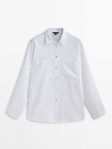 100% linnen blouse met zak