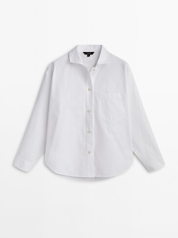 Poplin oversize blouse with pocket