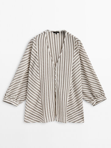 Striped waffle-knit shirt