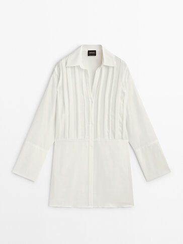 Wool oversize blouse with stripe detail - Limited Edition