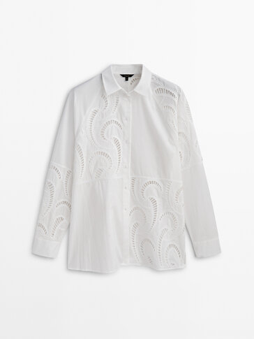 Cotton shirt with crochet detail