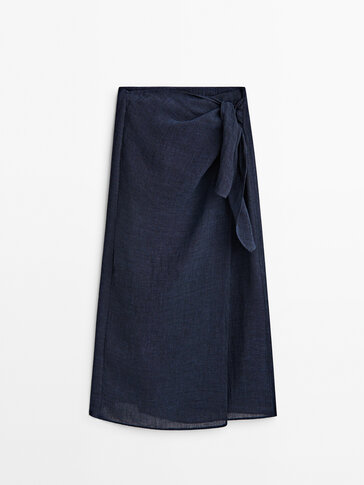 Waffle knit wrap midi skirt Massimo Dutti Canada