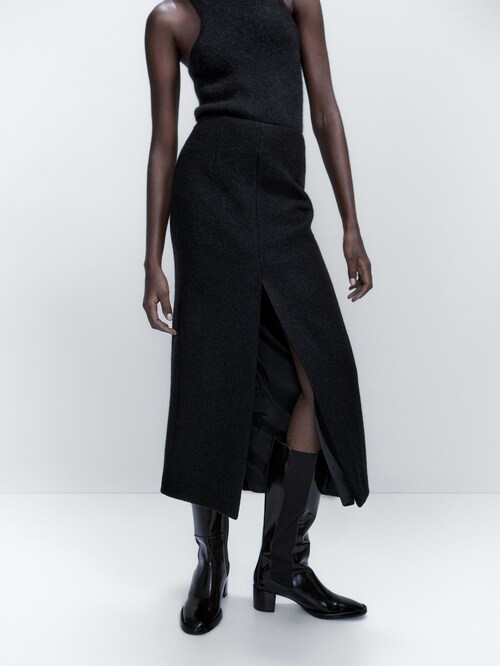 Organic Wool Midi Skirt Black – I'mdividual