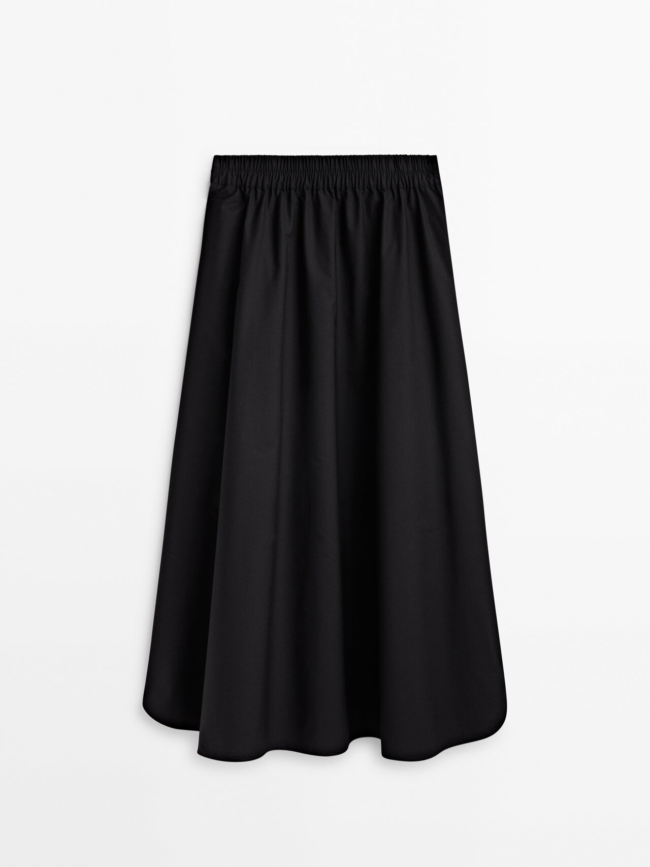 Massimo Dutti Voluminous Poplin Midi Skirt In Black | ModeSens