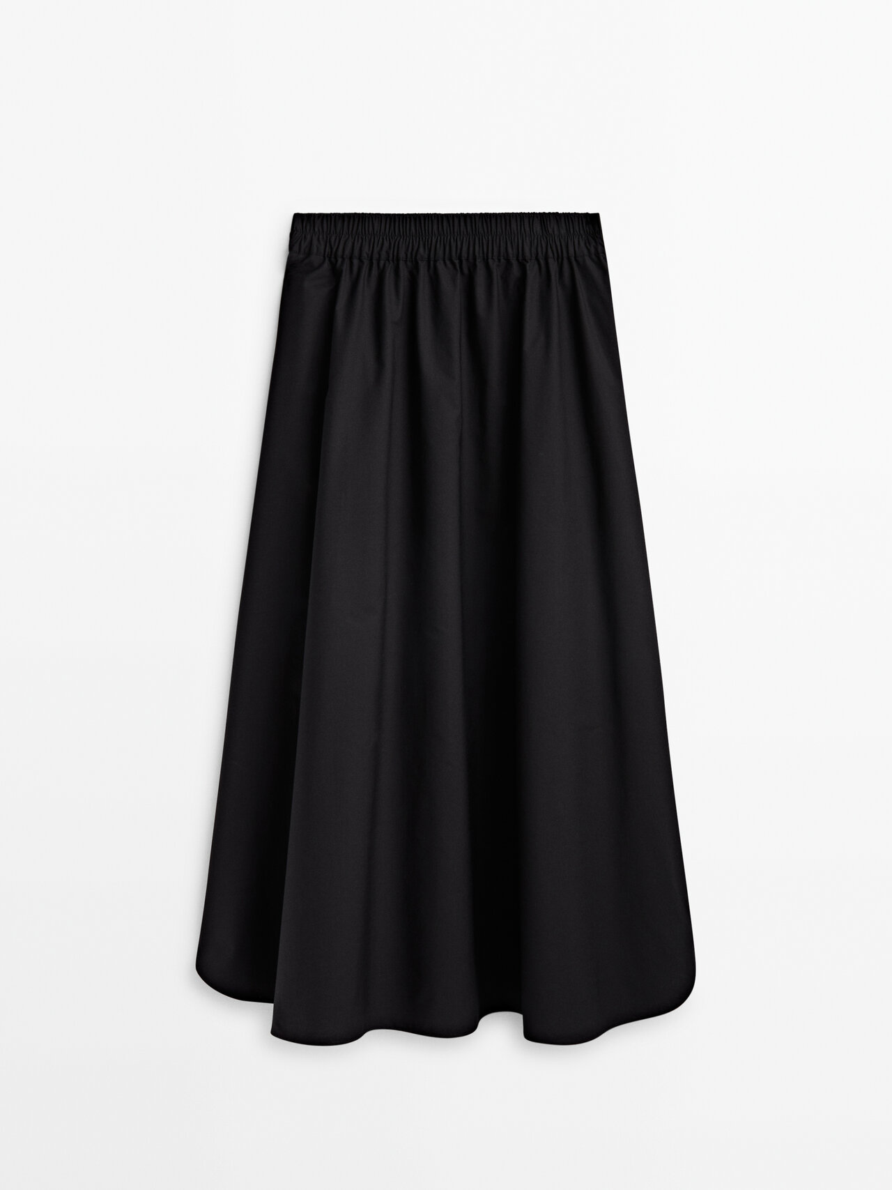 MASSIMO DUTTI VOLUMINOUS POPLIN MIDI SKIRT