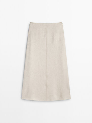 Wool blend midi skirt