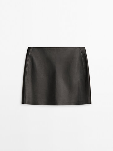 Nappa leather mini skirt