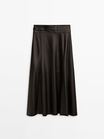 Nappa leather skirt with belt