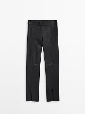 Nappa leather trousers with vents at the hems