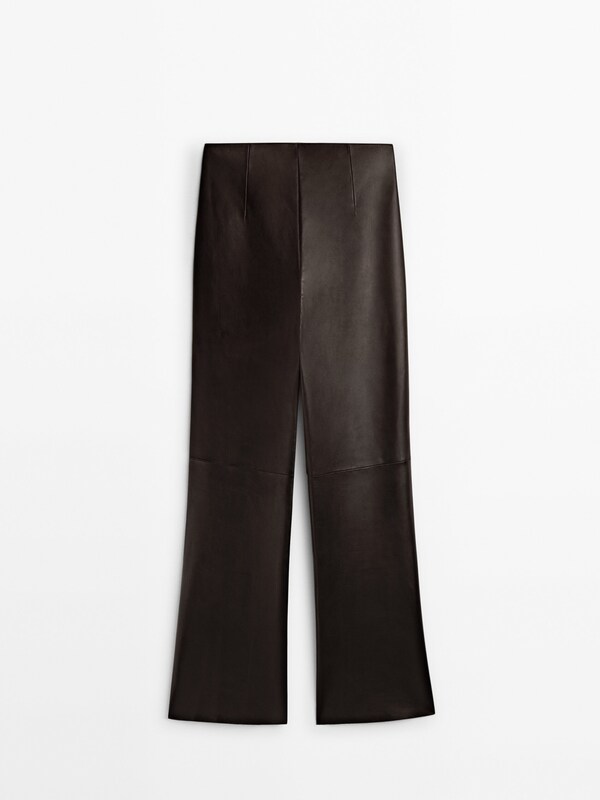 Nappa leather split-hem trousers- Limited Edition · Brown · Skirts ...