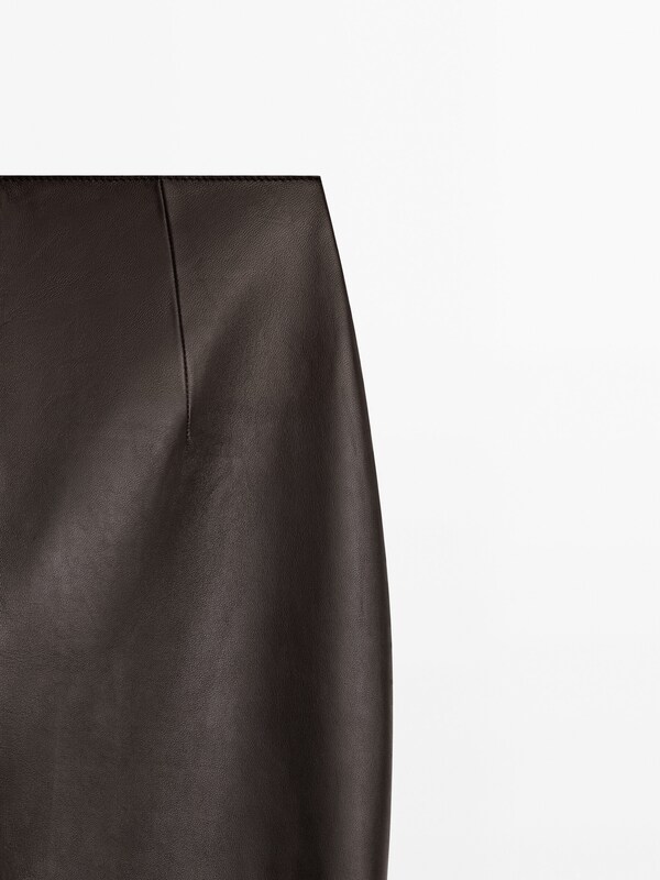 Nappa leather split-hem trousers- Limited Edition · Brown · Skirts ...