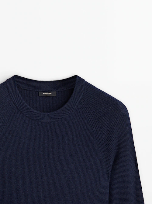 RIBBED KNIT SWEATER - Navy blue