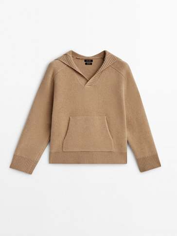 100% wool knit hoodie