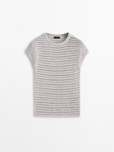 Shimmery thread open-knit sweater
