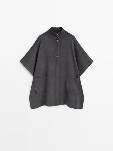 Cape with gold button details - Massimo Dutti