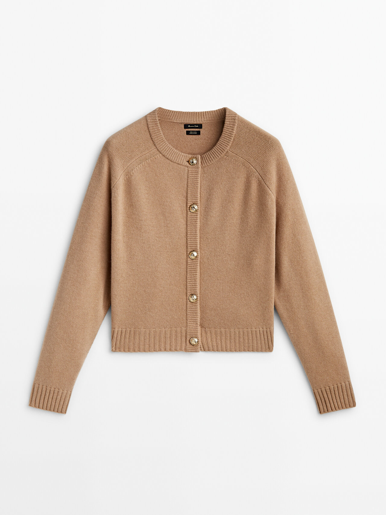 Massimo Dutti Knit Cardigan Made Of 100% Wool With Buttons In