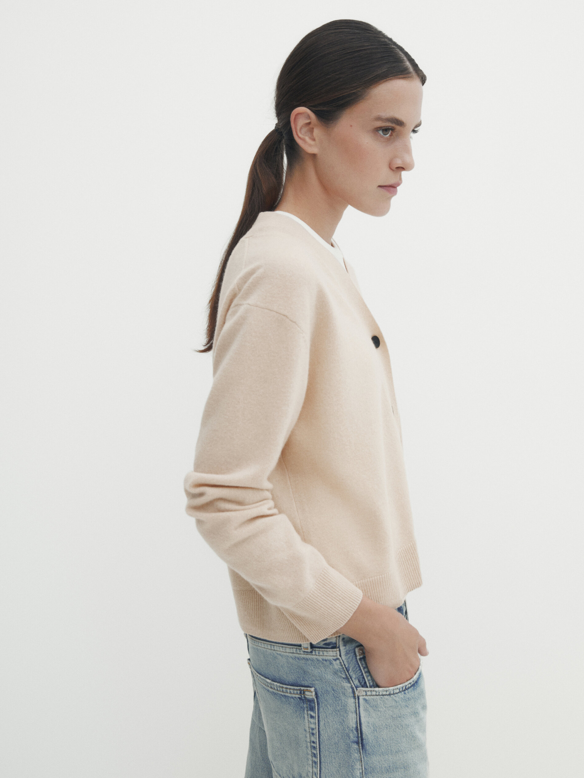 Wool blend cardigan with buttons · Camel, Black, Toffee · Sweaters And