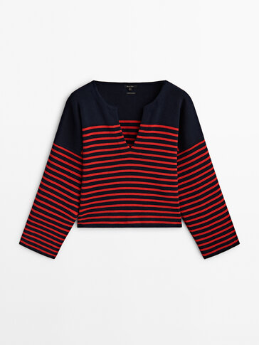 Striped sweater with button details