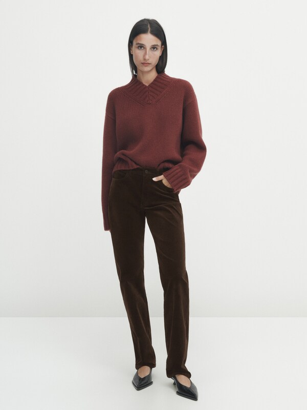 High V-neck wool blend sweater · Russet · Sweaters And Cardigans ...