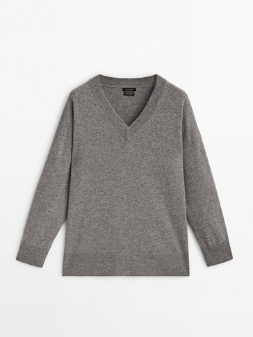 Wool blend V-neck cape sweater