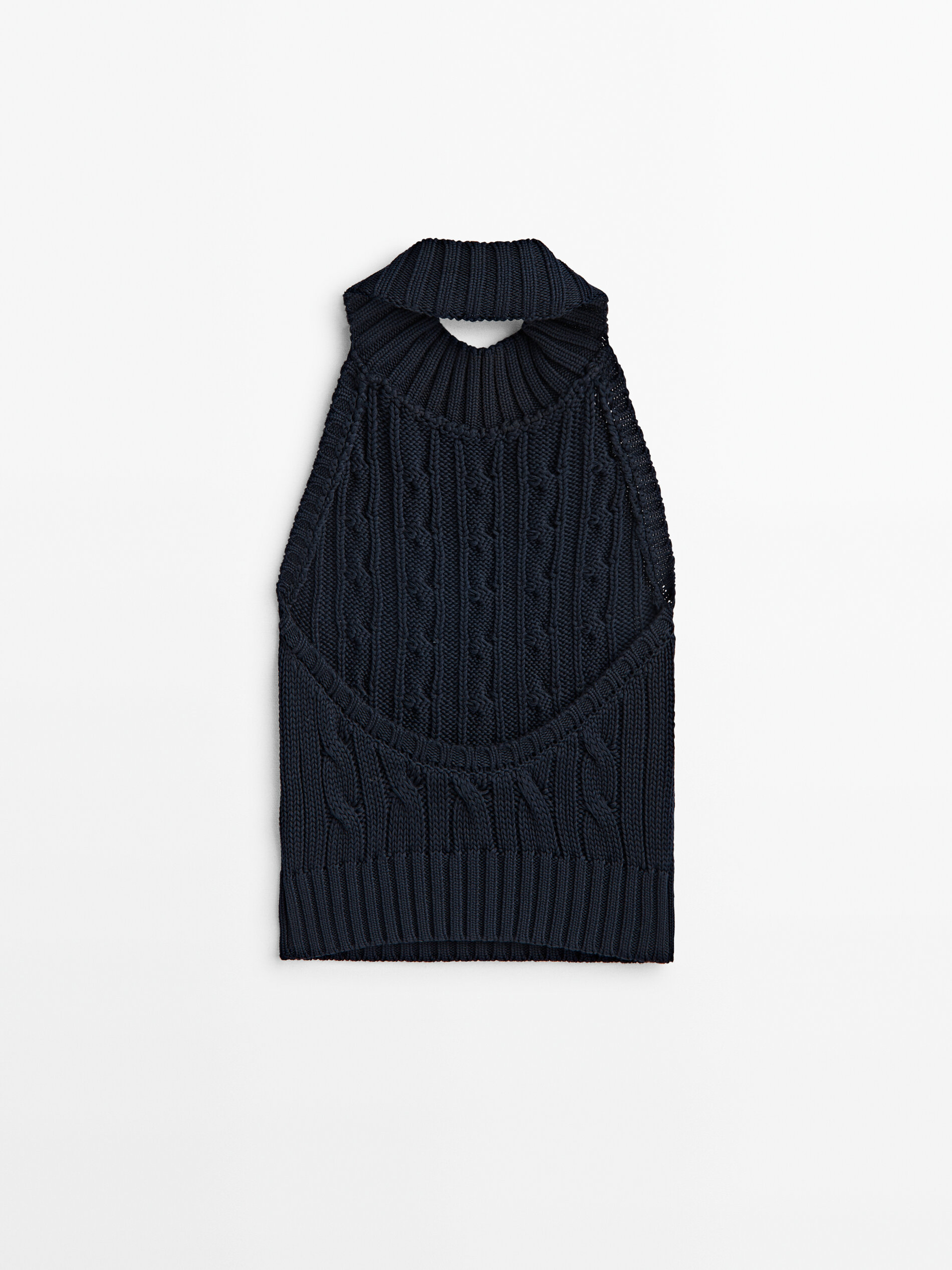 Cableknit top with open back Massimo Dutti