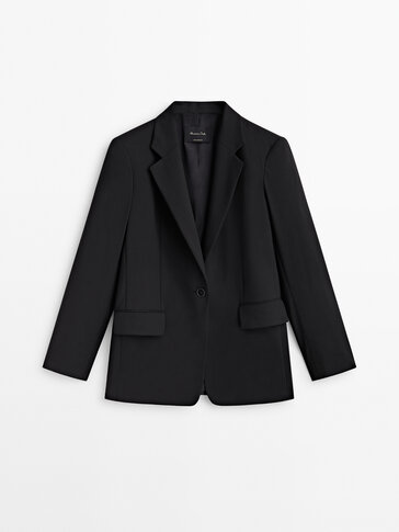 Cool wool blend black suit blazer