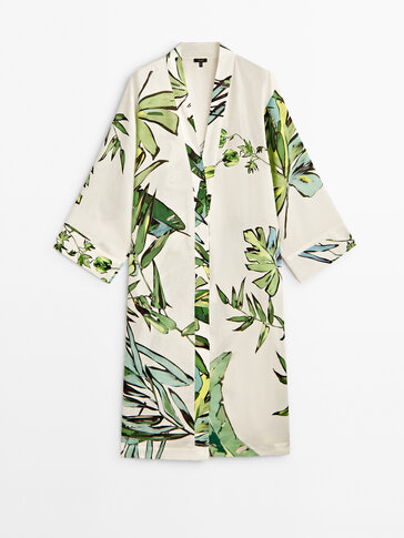 Palm tree print kimono