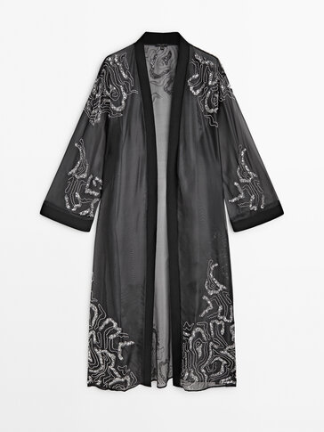 Organza kimono with embroidered detail Massimo Dutti United Arab