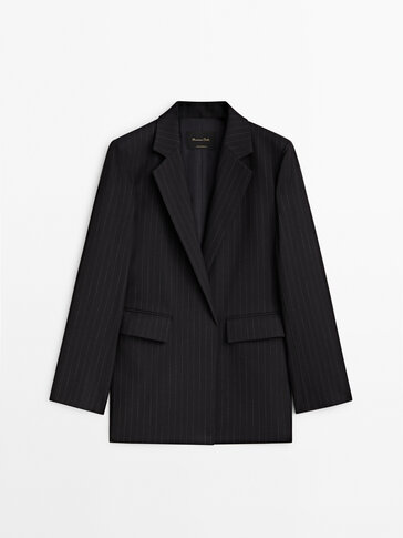 Open suit blazer with dashed stripe detail