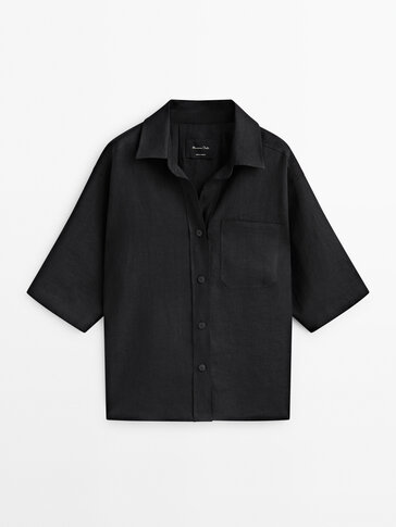 Linen overshirt with back pleat