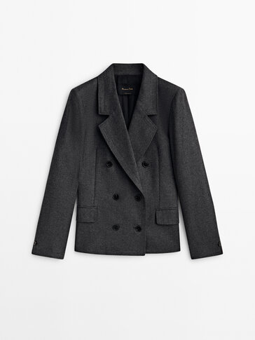 Double-breasted wool blend suit blazer
