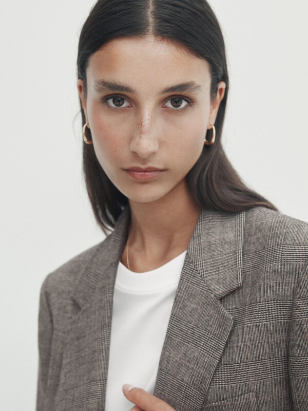 Check blazer with pockets · Grey · Dressy | Massimo Dutti