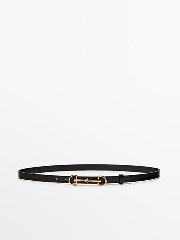 Leather belt with double long buckle - Massimo Dutti United Kingdom