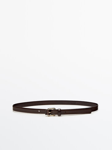 Thin leather belt with covered buckle