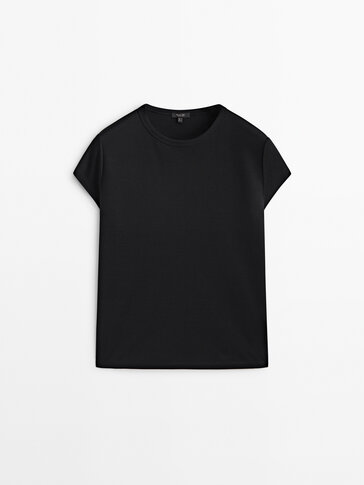 T-shirt manches courtes en coton mercerisé - Massimo Dutti France