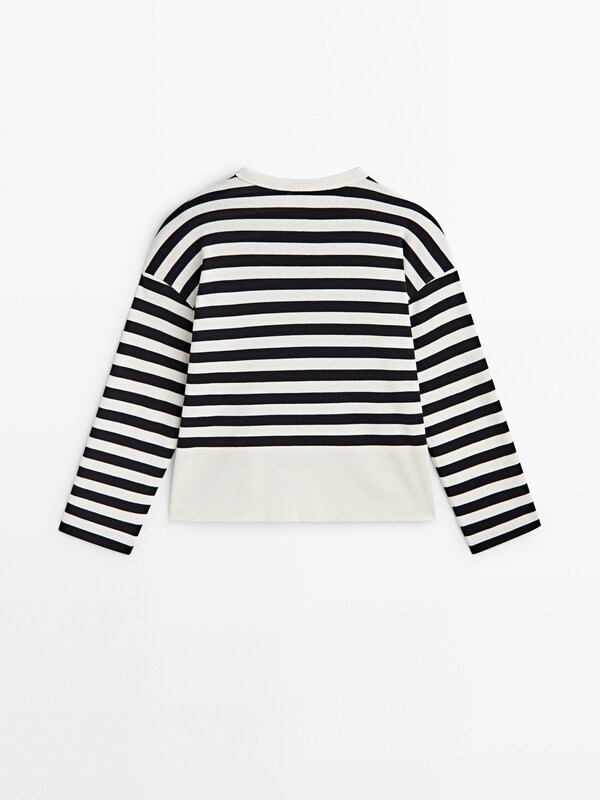 Striped cotton sweatshirt · Cream · T-shirts And Polo Shirts | Massimo ...