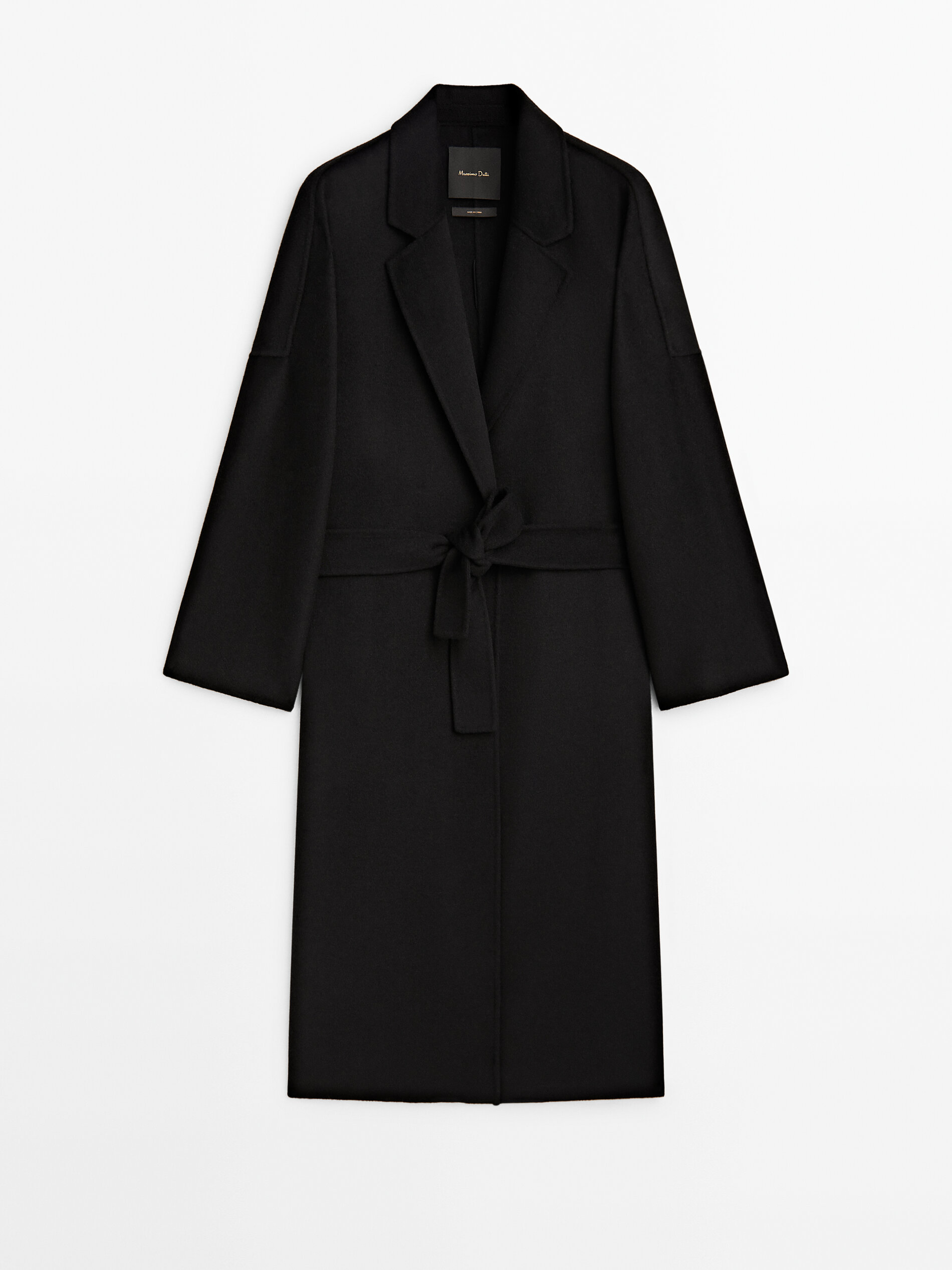 Relaxed wool blend robe coat with belt Massimo Dutti