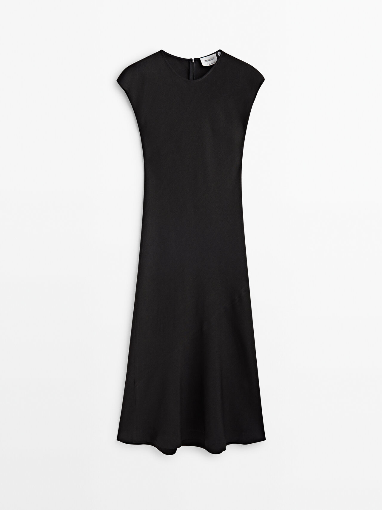 Massimo Dutti Black Linen Blend Midi Dress | ModeSens