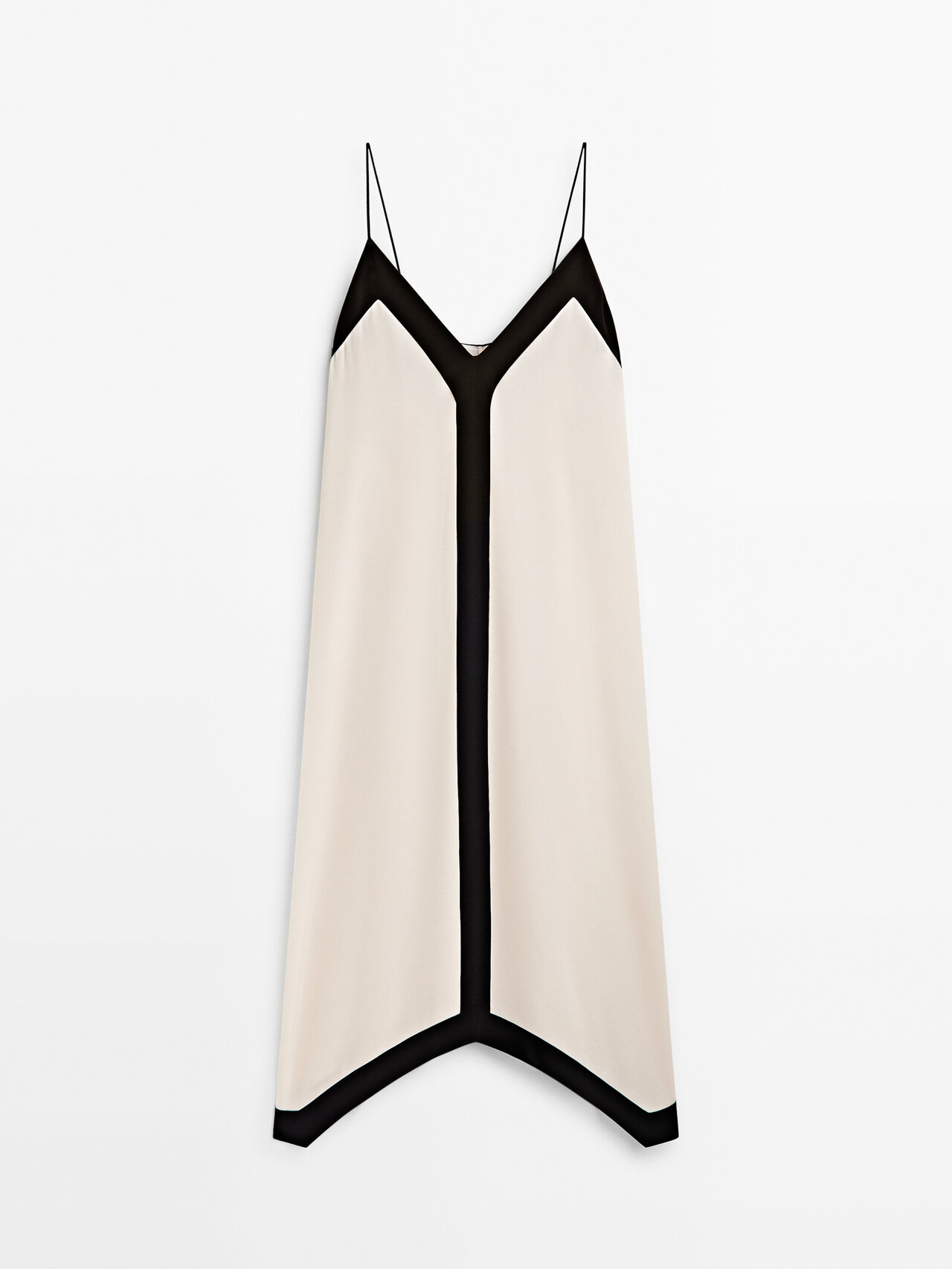 Massimo Dutti Strappy Dress With Contrast V-neck In