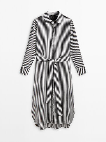 Long striped shirt clearance dress