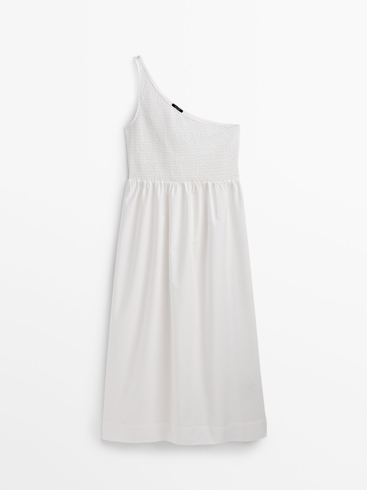 asymmetric poplin midi dress Black midi poplin dress with asymmetrical details main image 0