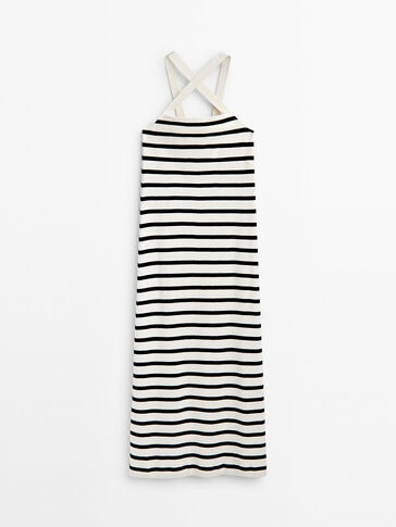 Striped dress with crossed straps