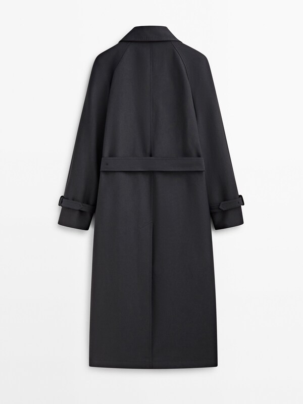 Trench coat with belt · Navy Blue · Coats And Jackets | Massimo Dutti