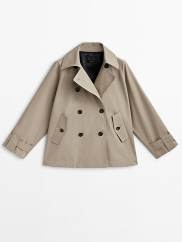 Short tan clearance trench coat