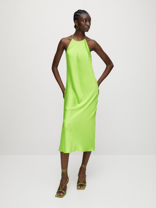 Satin halter dress · Green · Smart / Dresses And Jumpsuits