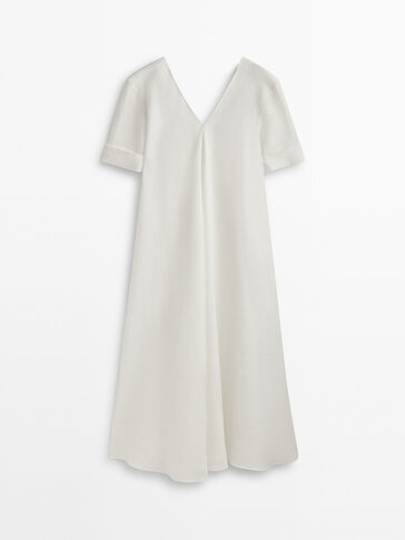 Vestido lino massimo dutti hot sale